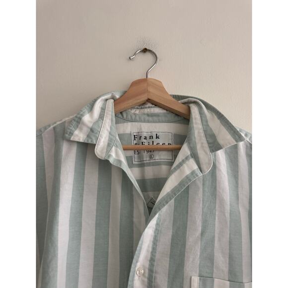 FRANK & EILEEN Shirley Oversized Button Up Shirt in Sage Stripe Size Large - Picture 6 of 7